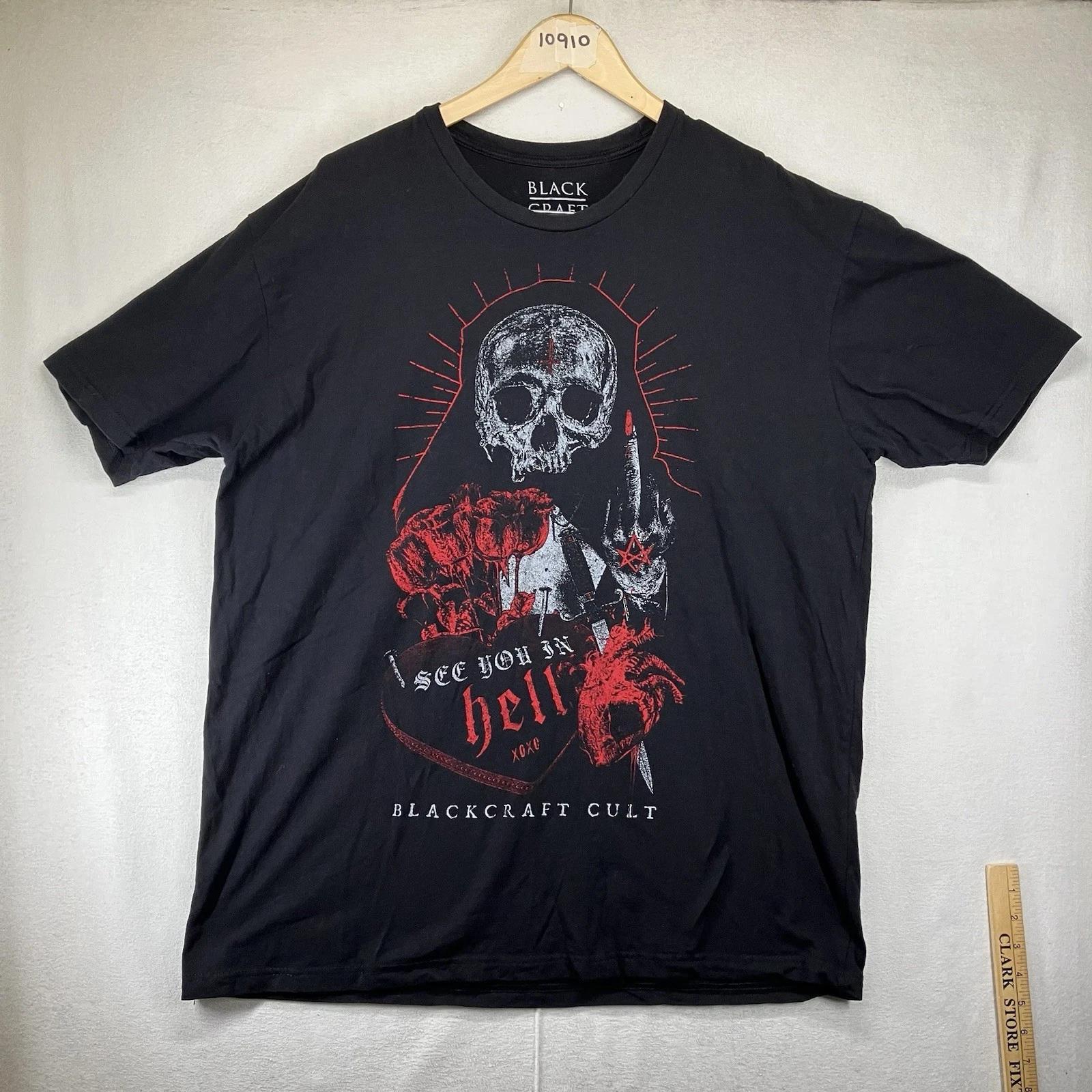 Black Craft Cult T Shirt Mens 2XL SEE YOU IN HELL Middle Finger Hugs & Kisses XL
