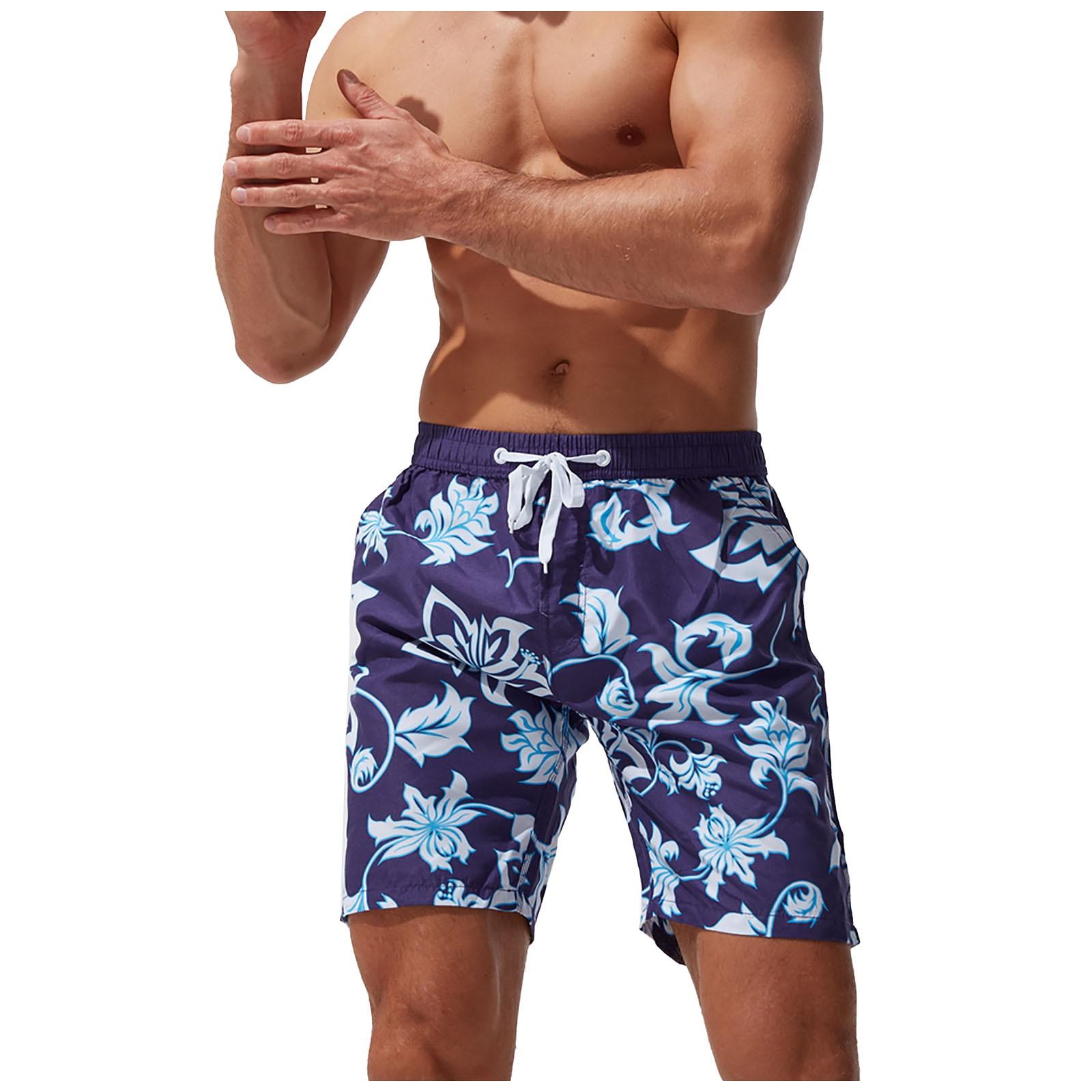 

Мужские летние быстросохнущие пляжные брюки на шнуровке с принтом, шорты для серфинга, повседневные плавки S фиолетовый