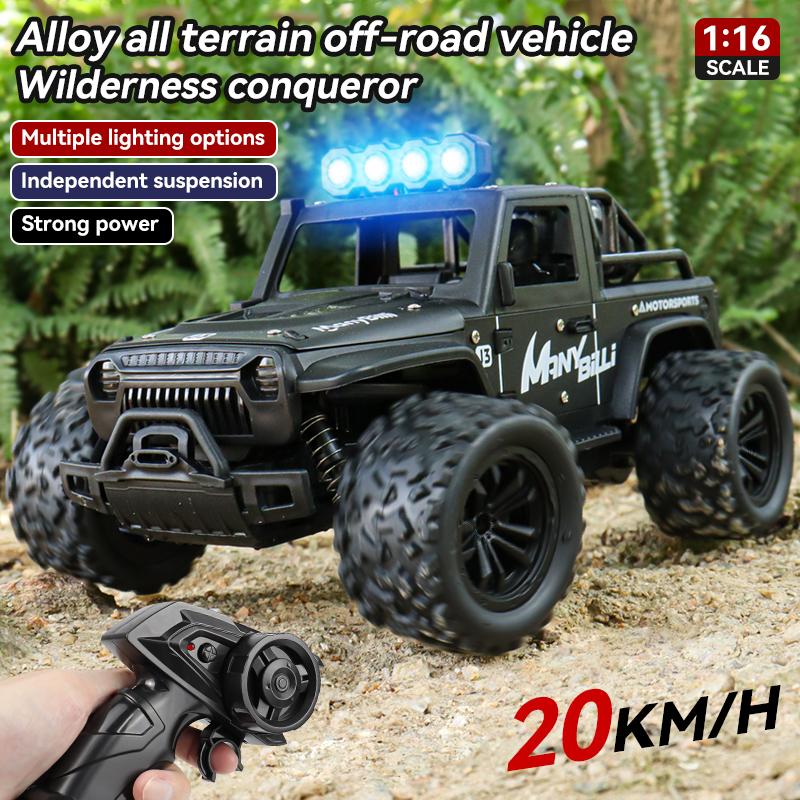 Alloy NEW JEEP Racing 1:16 Scale With LED Lights High Speed Road Climbing Drifting 2.4G Remote Control Toys For Kid Outdoor Gift