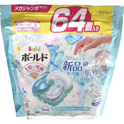 Bold Laundry Detergent Gel Ball 4-in-1 Fresh Flower Soap Refill, Mega Jumbo, 64 Count