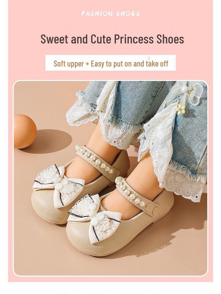EVA Girls Princess Bow Loafers - Chinese Style, Soft Sole, Non-slip Shoes for Spring/Autumn