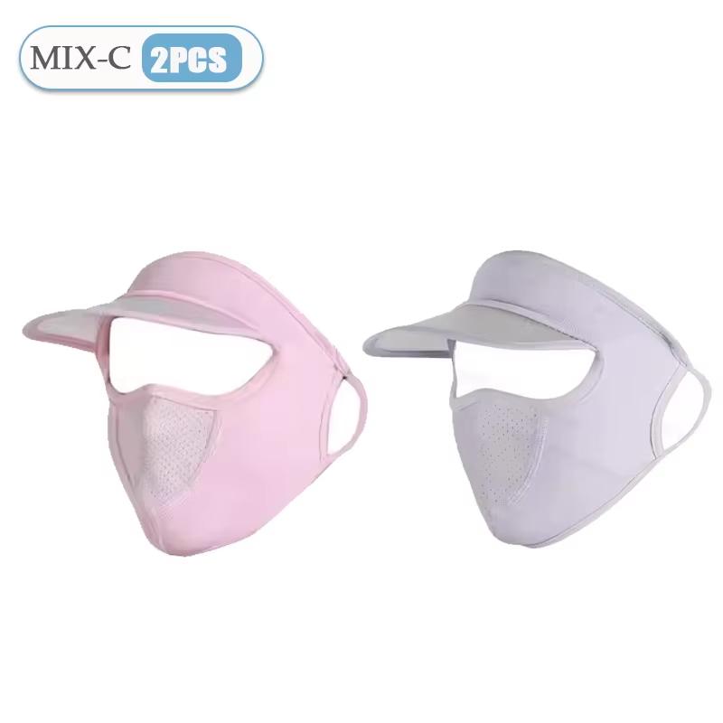 Summer Sunscreen Full Mask Anti UV Breathable Sun Hat Ice Silk Cooling Full Face Coverage Outdoor Cycling Sun Protection Hats