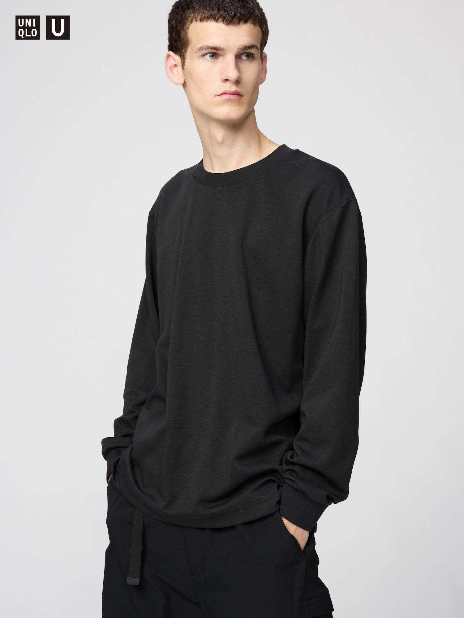 

Uniqlo Japan Air RhyThm CoTTon Crewneck T с длинным рукавом 09 BLACK/XL