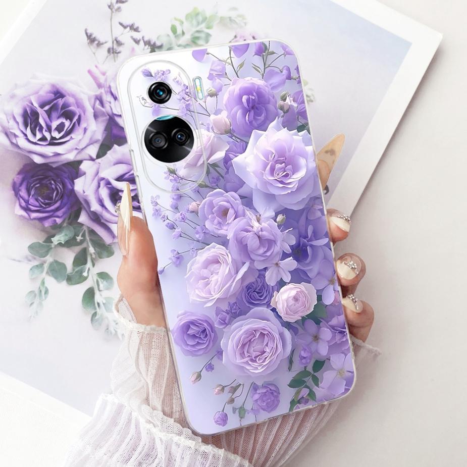 For Honor 90 Lite Case CRT-NX1 Stylish Bow Flowers Painted Cover Soft Slim Phone Case For Honor 90 Pro Honor90 Lite 90Pro Fundas