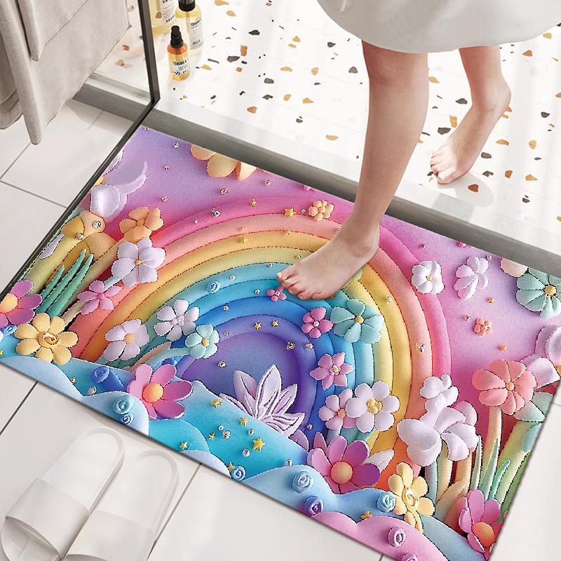 Tappetino da Bagno Antiscivolo con Fiore 3D - Assorbente e Resistente allo Sporco