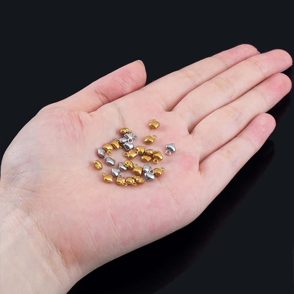10pcs Stainless Steel Mini Heart Star Pendants Moon Necklace Charms for Earring Jewelry Making DIY Accessories Findings Supplies