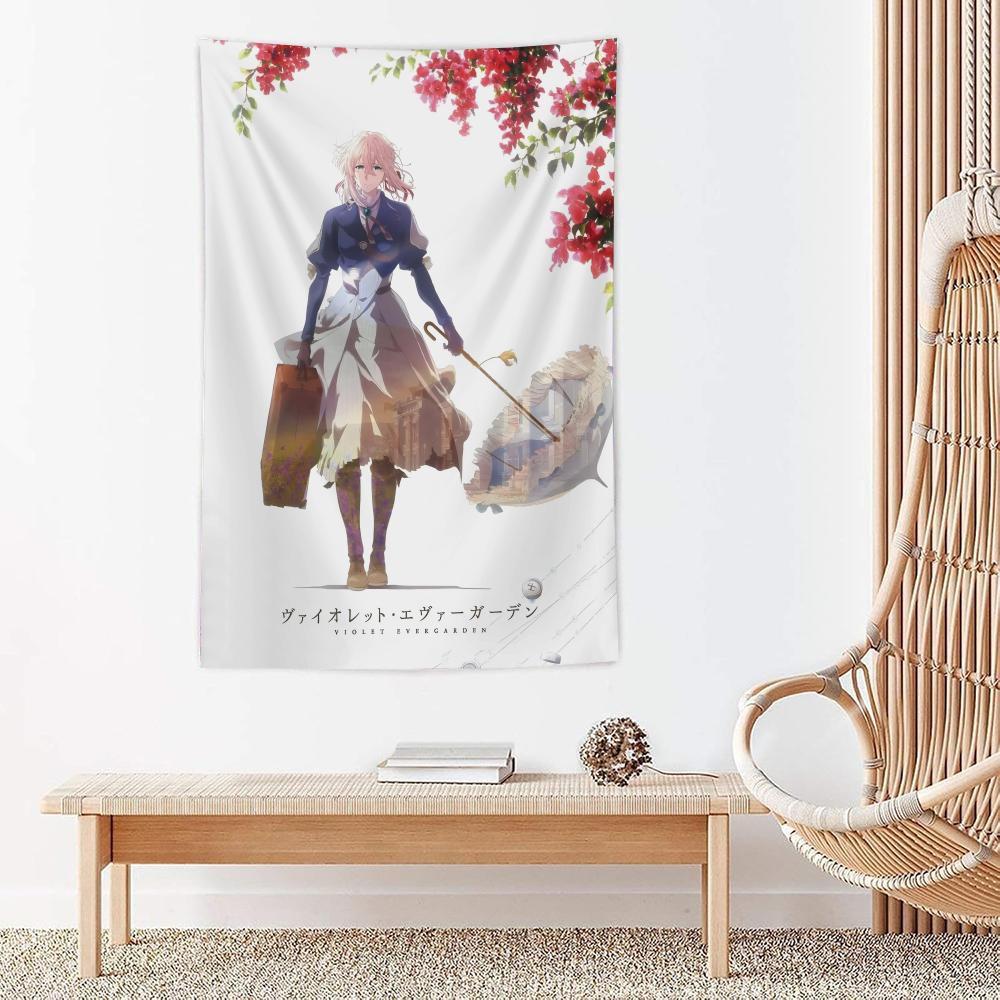 Anime VViolet Evergarden Tapestry Microfiber Wall Hanging For Bedroom Living Room Decor Outdoor Festival Garden Bar Background