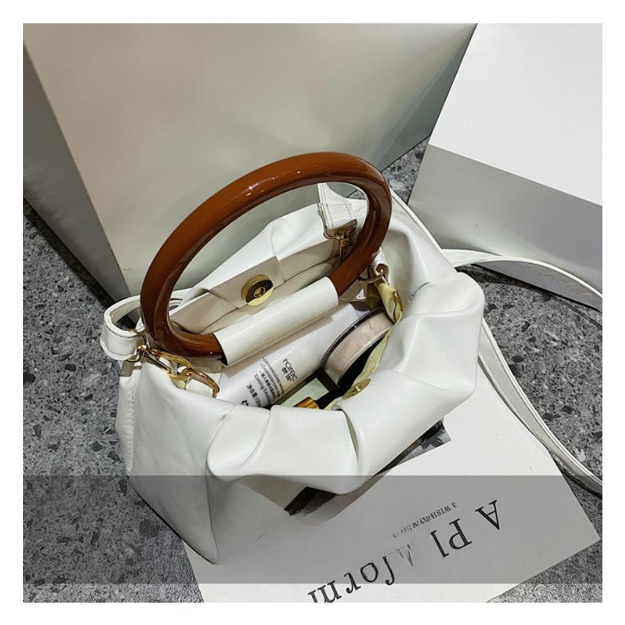 Wolkenplissierte Kunstleder-Schultertasche für Damen im Vintage-Stil, Crossbody, quadratische Geldbörse
