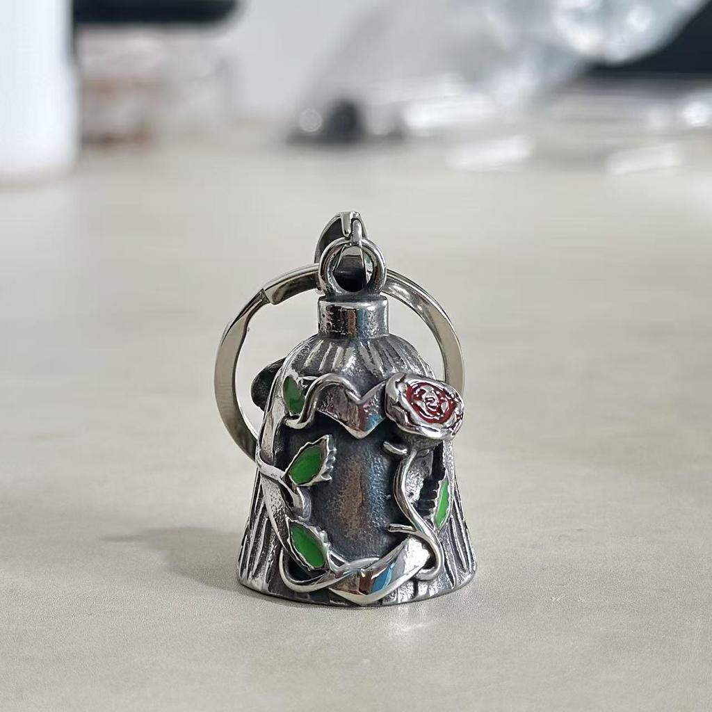 Retro Alloy Double-Sided Resin Rose Flower Motorcycle Bell