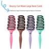Large Hollow Wave Curved Boar Bristle Comb for Fluffy Curl Styling and Massage