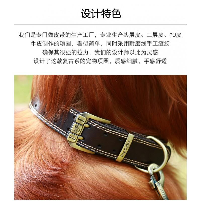 Genuine Leather Dog Collar Small Medium Large Dogs - Adjustable Durable Pet