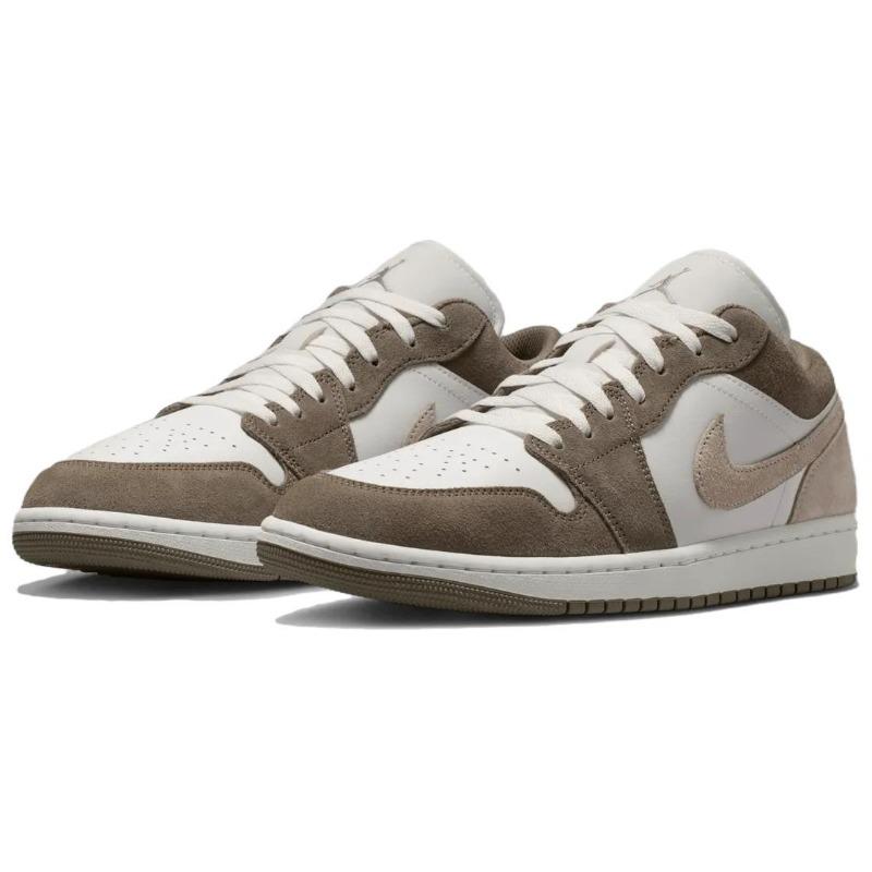 Jordan Air Jordan 1 Men Low-top Retro Basketball Shoes Olive Grey 553558-046