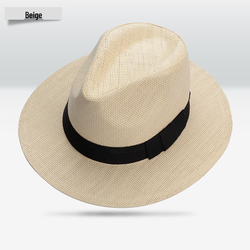 

Мужская широкополая соломенная шляпа федора от солнца для лета, пляжа и путешествий на открытом воздухе 56-58 cm