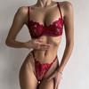 High quality mesh embroidered steel rim sexy thong sexy underwear set