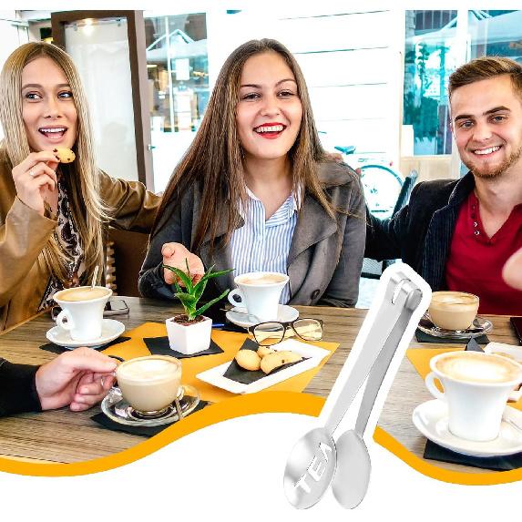 2pcs Tea Bag Squeezer, Stainless Steel Tea Spoon for Loose Tea Ice Sugar Cubes Tea Spoon Tea Strainers Tea Tongs Clip on Strainer Tea Accessories for