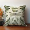 Dragonfly  Fern Leaf Pillow Cover  Rustic Nature Decor Pillowcase for Sofa Bedroom Home Decor