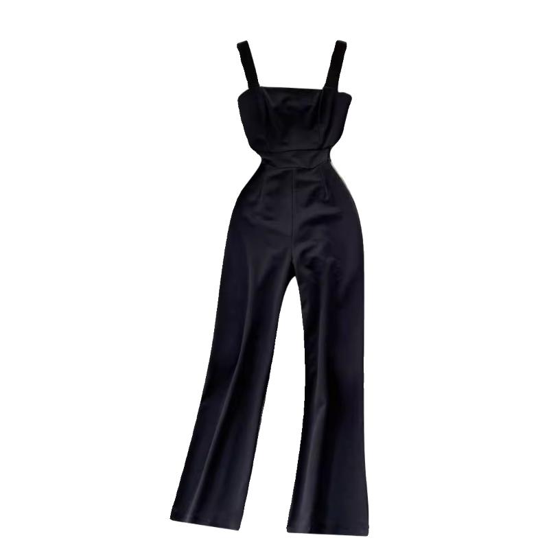 Sommer Casual Square Kragen Overall Frauen Hohe Taille Elegante Lose Breite Bein Cargo Hosen Weibliche Mode High Street Wischen Sie Ihren Brustgurt Overall