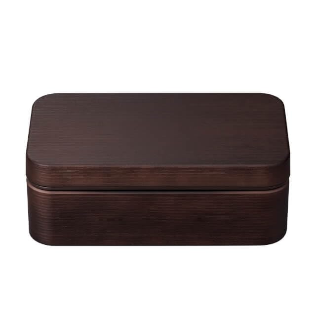 Masakazu Lunch Wood Grain Dark L 79774 Rice-Resistant Box, Rectangular, Brown, (CC)