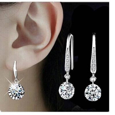 Fashionable Synthetic Crystal Naked Zircon Earrings Silver Jewelry for Women Trendy Accessories