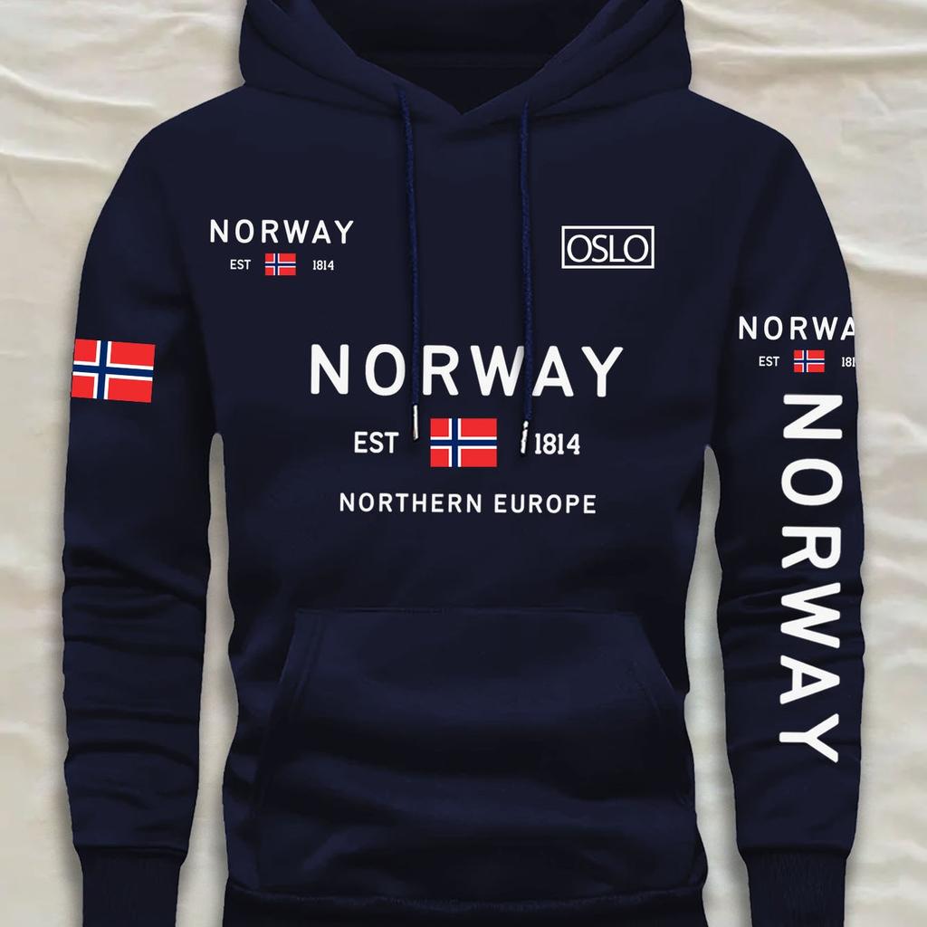 Stamped Multi-color Flag Pattern Sweatshirt Men's Loose Fit Couple's Hooded Casual Jacket Unisex Holiday Gift