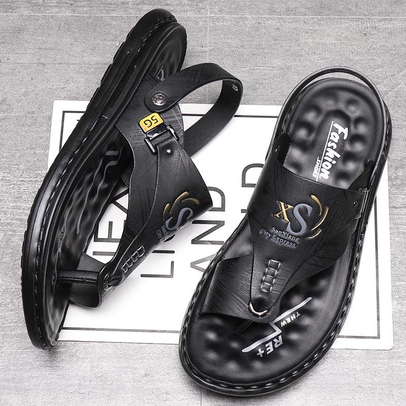Men’s Genuine Leather Dual-Use Sandals and Slippers – Versatile Casual Beachwear