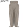 BITCED 8 Color Women High Elastic Waist Trousers Wide Leg Loose Pants Deep Vest Pleated Ankle Pockets Solid Color Soft Ladies Casual Pants
