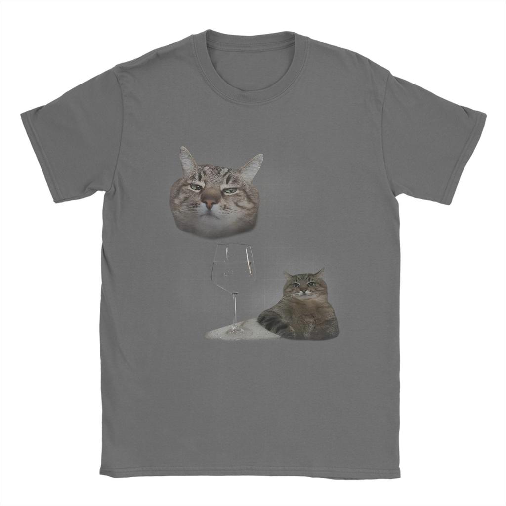 Funny Cat And Wine Art Cats Drinking Oddly Specific Meme Men's T Shirt  Tees Short Sleeve Crew Neck T-Shirts New Arrival Tops