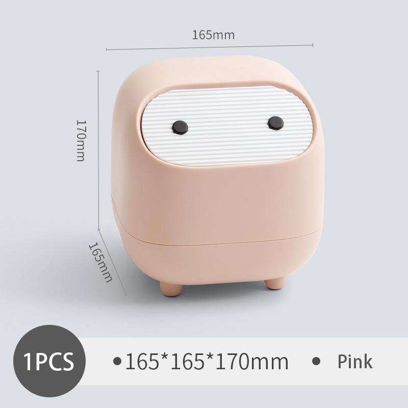 

Ninja Desktop Trash Can Mini Multifunctional Double Layer Contrasting Color Pressing Trash Can Household With Lid Living Room розовый