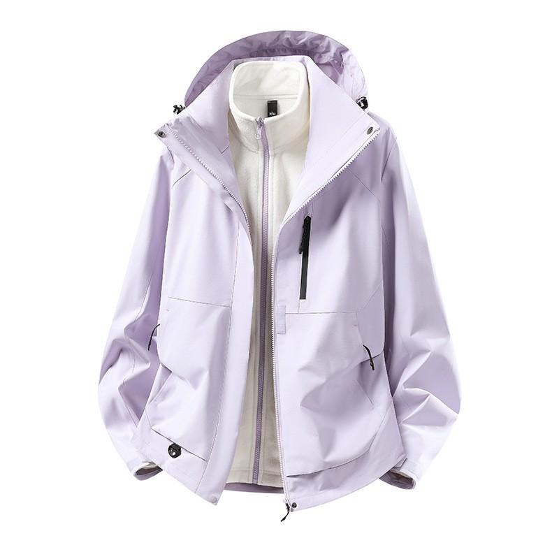 Men Women 3-in-1 Waterproof Windproof Hiking Jacket With Removable Fleece Liner Camping Fishing Mountaineering Winter