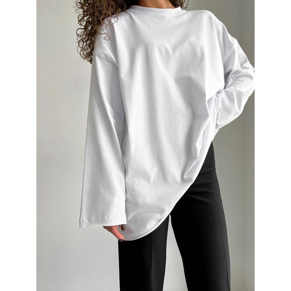 Hirsionsan Basic O-neck 100% Cotton T Shirt Women Loose Oversized Pullover Chic Cusual Tees Female Tops Girl Clothing