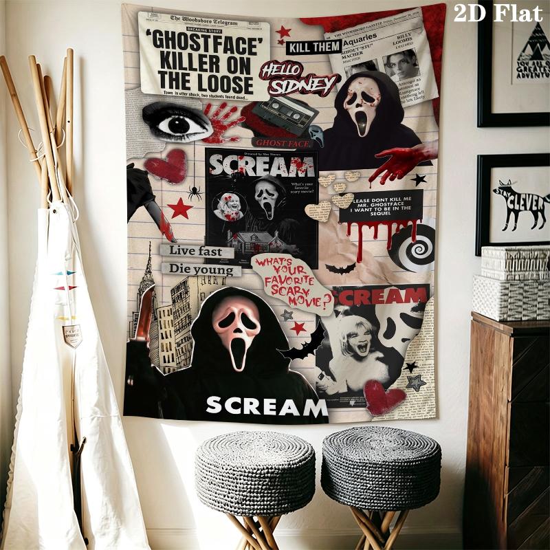 Scream Wall Tapestry Aesthetic Wall Hanging Printed Fabric Blanket Decorative Tapestries for Bedroom Living Room Home Decor