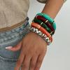 KunJoe 10 Colors Vintage Stackable Leopard Resin Acrylic Bracelets for Women Bohemian Round Tube Beaded Elastic Bangle Bracelet