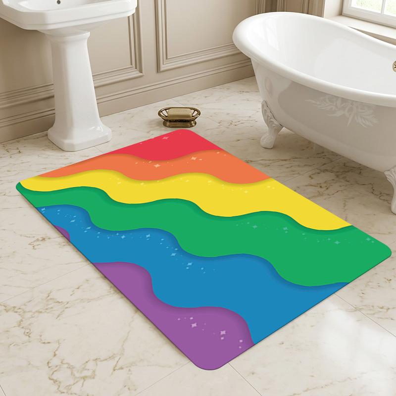 Rainbow Waves Living Room Nonslip Area Rug Soft Carpet For Bedroom Game Playroom Sofa Office Home Decor Doormat Christmas Gift C9301556