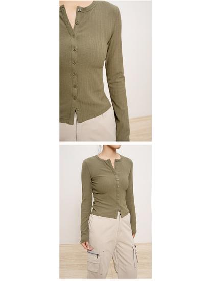 New Women's Long-Sleeve Round-Neck Cardigan: Casual, Lightweight Rayon Knitwear for Autumn and Winter