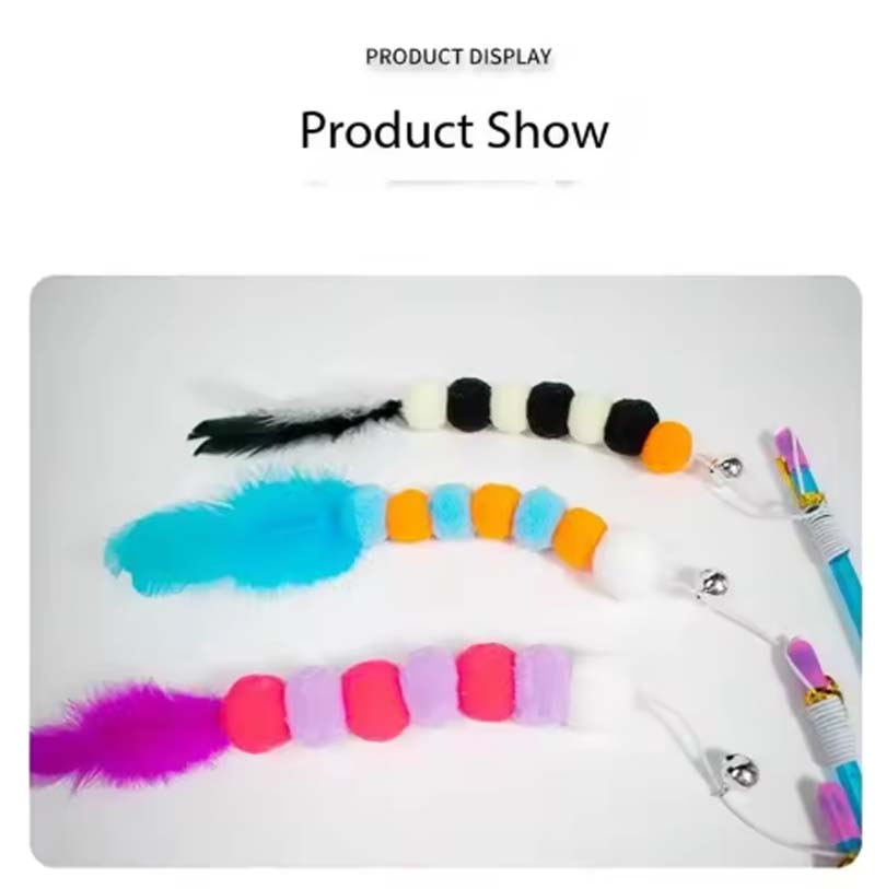 1 PCs New Elastic String Imitated Furs Bug Funny Cat Stick Suitable for Cats