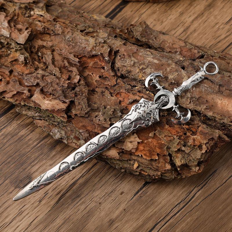

Vintage Viking Sun Moon Sword Hair Stick Women Updo Hairpin Nordic Metal Hair Accessory Decorative Hair Wand срібний