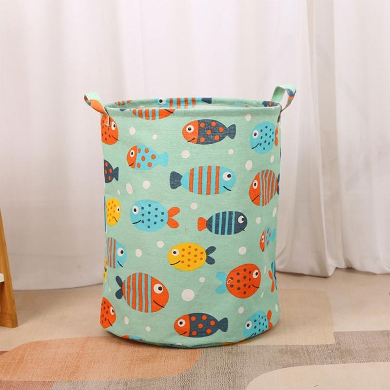 Borsa per riporre giocattoli per la casa Cesto portaoggetti in tessuto per camera da letto Organizzatore pieghevole per biancheria con manico per bagno Camera da letto