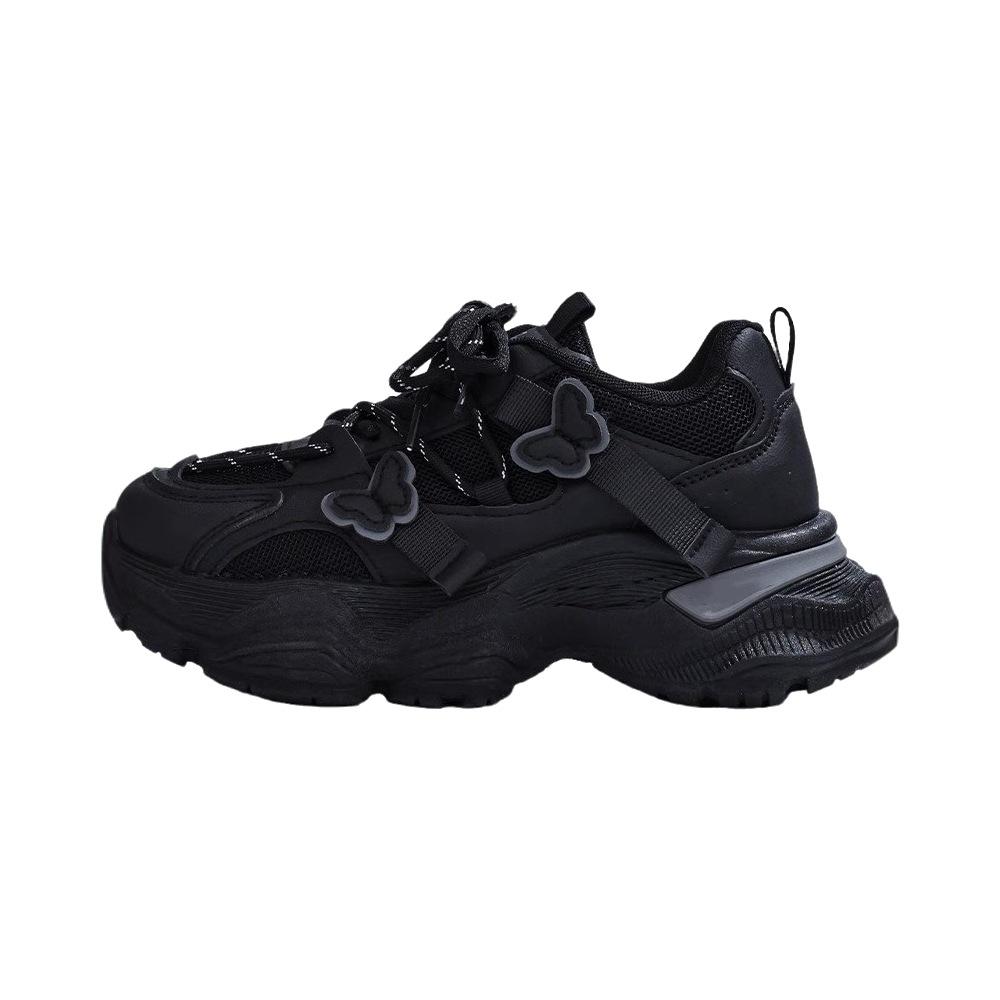 Leichte Sneaker Damen Herbst neu vielseitig Mesh atmungsaktiv rosa Schmetterling Plateau Dad Shoes