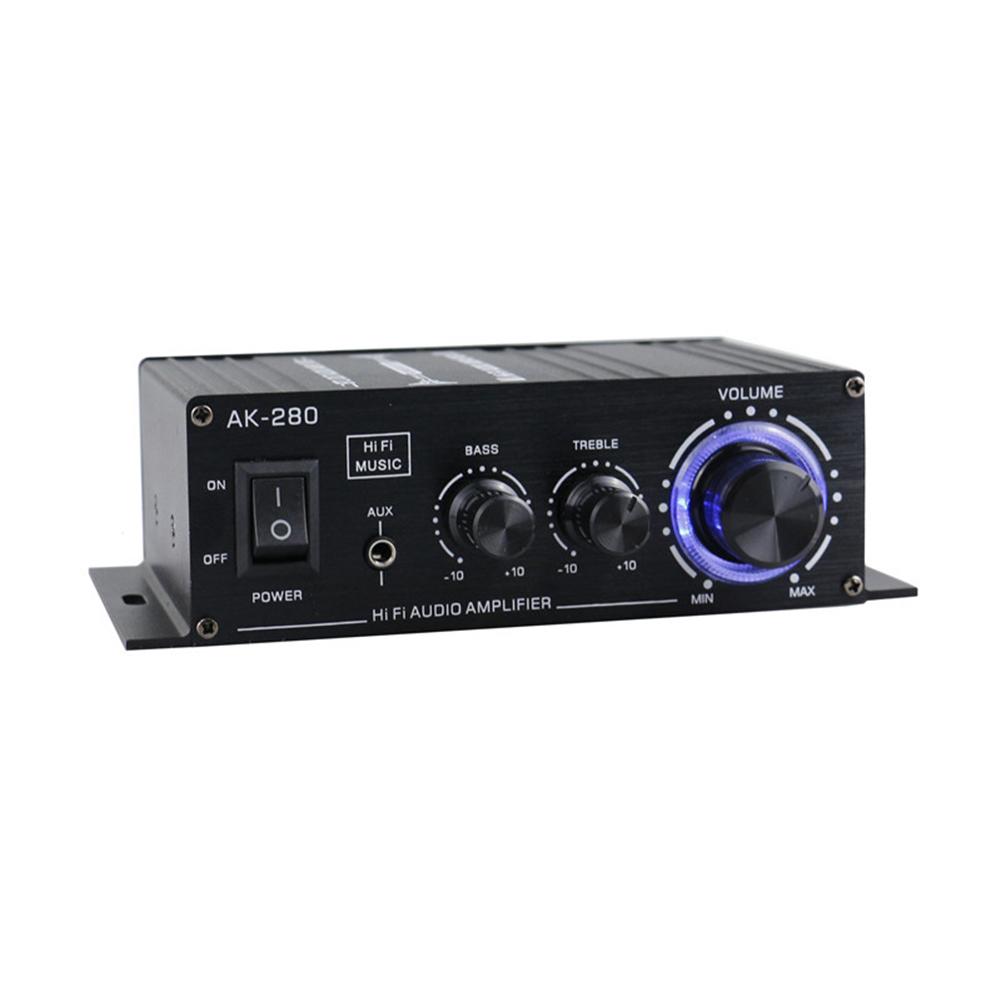AK-280 Digital Amplifiers HiFi Bass Stereo Power Amplifier 12V 40W+40W Dual Channel Music Player Home Theater RCA AUX Input