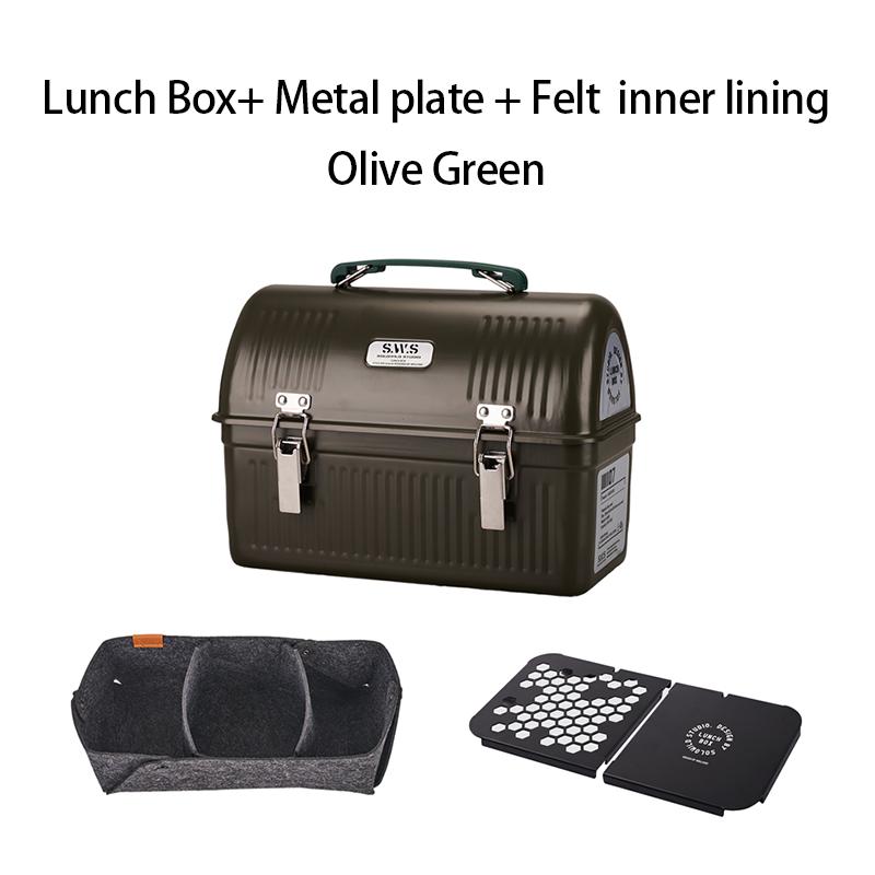 WELLHIKE SWS Vintage Camping Metall-Mittagessenbox Kaffee Tee Outdoor-Ausrüstung Werkzeugkasten Aufbewahrungskoffer