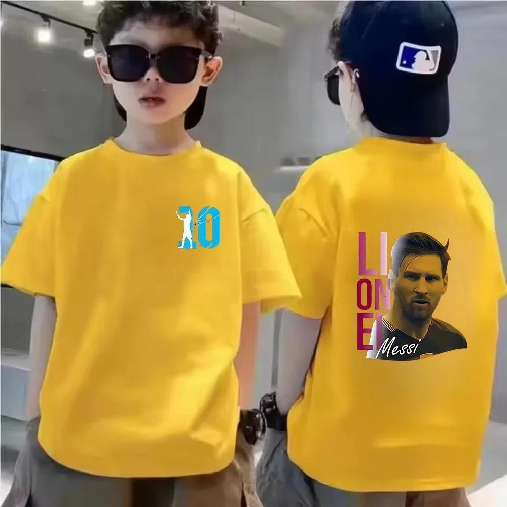 Sommer Kinder T-Shirt Kurzarm Messi Doppelseitiger Druck Lässig Mode Sport T-Shirt Top Kind Y2k Junge Mädchen Kleidung