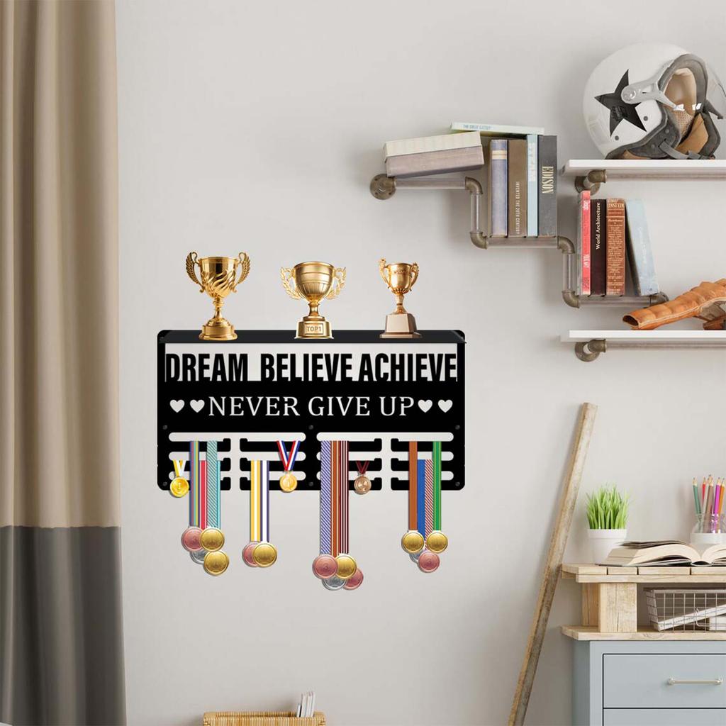 Wall Mounted Display Rack with Hooks - Decorative for Awards and Medals