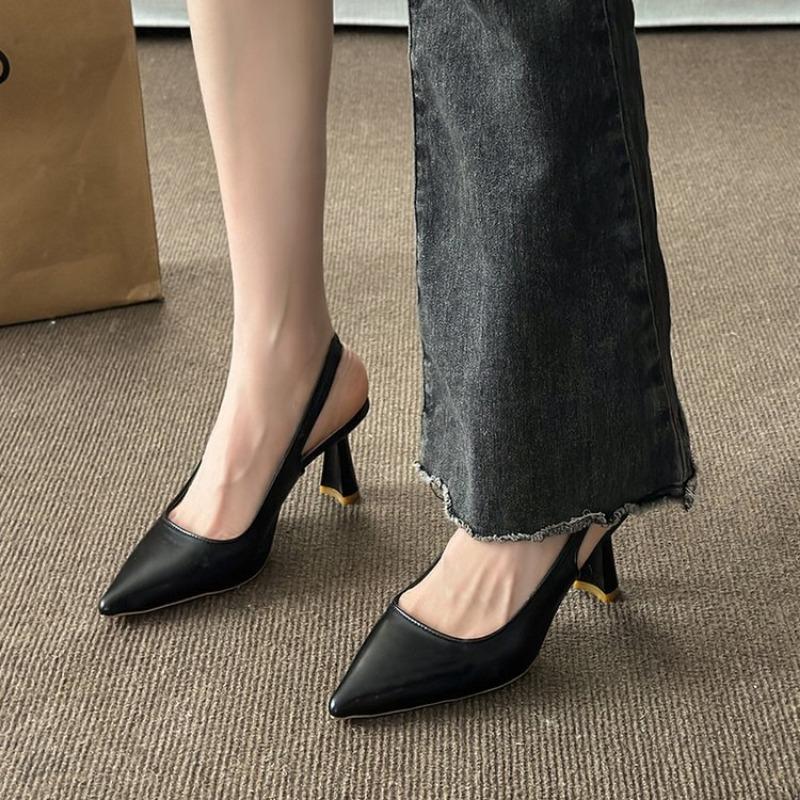 Pointed thin heel empty shoes summer new versatile high heel single shoes temperament fashion sandals women