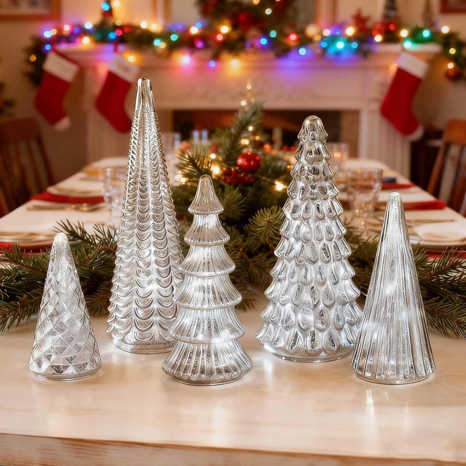 

5pc Glowing Christmas Tree Ornaments Home Luminous Desktop Decoration Led Night Light Party Xmas Decorations Festival Kid Gift срібний