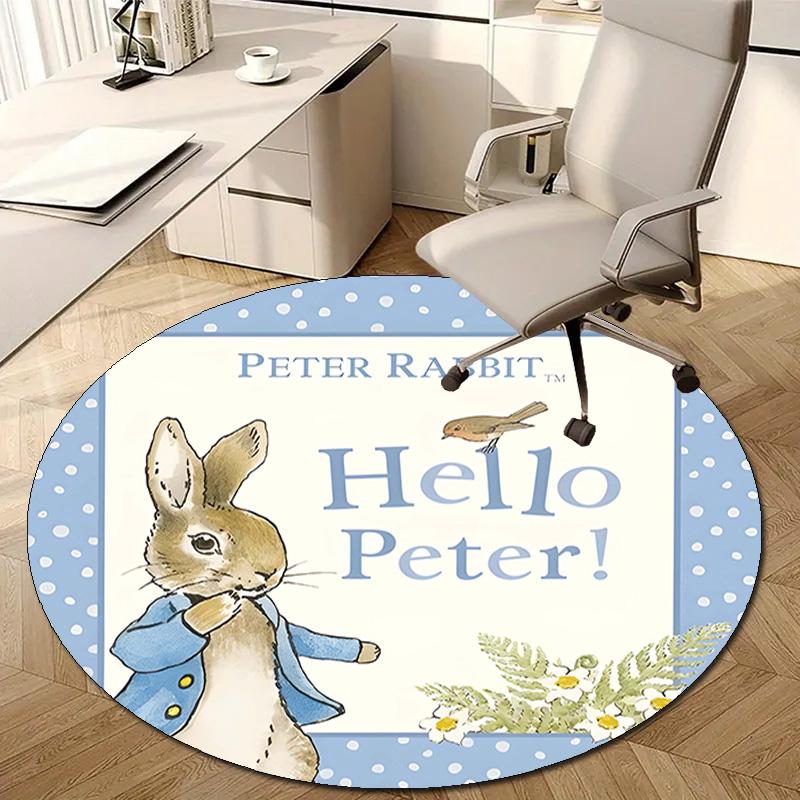 1pc Peter Rabbit1 Design Printed Area Round Carpet for Bedroom Living Room Home Decor Rugs Mat Non Slip Mat Rug for Bedside