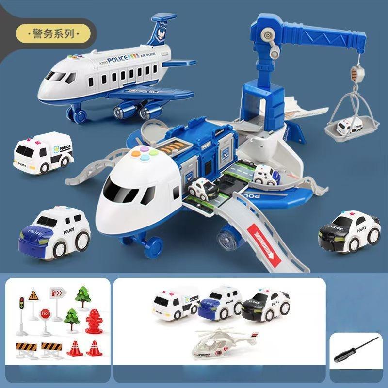 Theme Plane Model Transformation Aircraft Toy Car Multifunctional Music Simulation DIY Track Inertia Boys Children Toys Gift