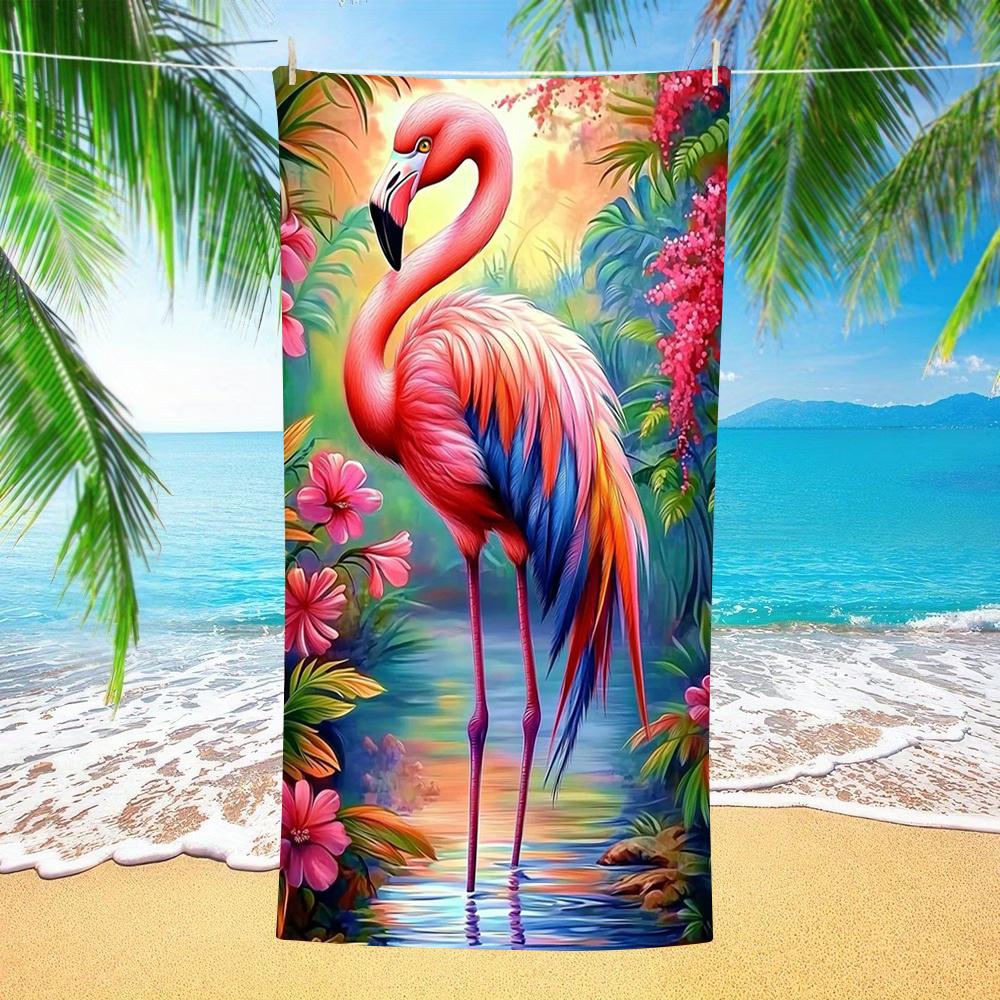Dark Tropical Flamingo Beach Towel Vibrant Jungle Art Towel for All Ages Great for Pool Days and Family Outings