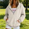 Damska kolorowa bluza z kapturem i długim rękawem, ze sznurkiem i kieszenią, do noszenia na co dzień