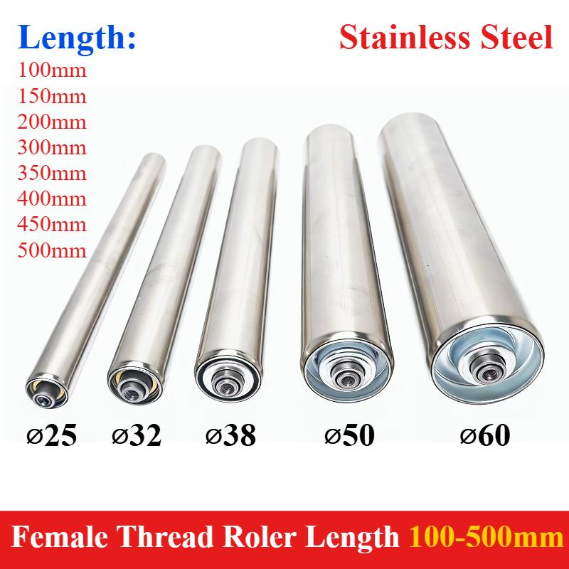 1pc female-threaded Conveyor Rollers Length 100/150/200/250/300/350/400/450/500/550mm
