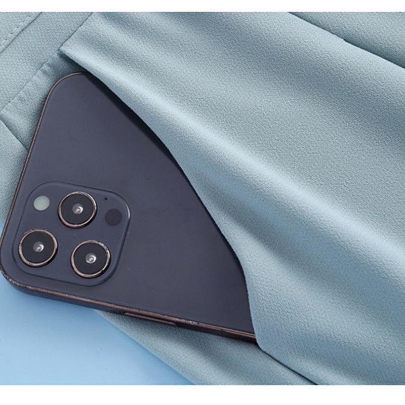 Summer New High Waist Loose Thin Wide Leg Cropped Pants Women Solid Patchwork Pocket Simple Office Lady Casual Straight Trousers